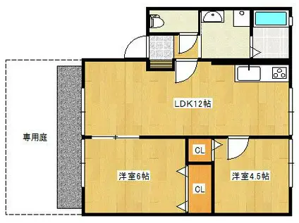 ハイム東山I(2LDK/1階)の間取り写真