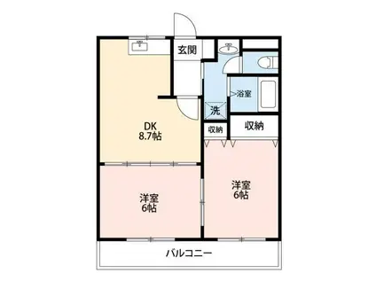 ベルツリーB(2DK/2階)の間取り写真