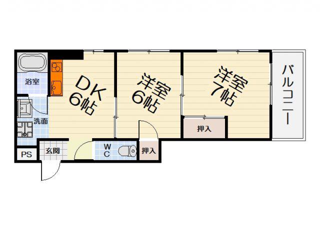 共立マンション豊中第3(2DK/2階)の間取り写真