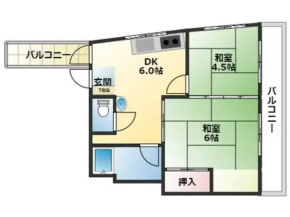 内藤ビル(2DK/4階)の間取り写真