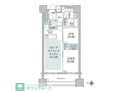 パークコート南麻布(2LDK/13階)の間取り写真