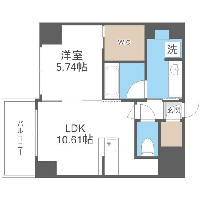 CREST西新(1LDK/11階)の間取り写真
