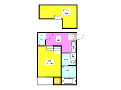 SUN FERIO(1K/2階)の間取り写真