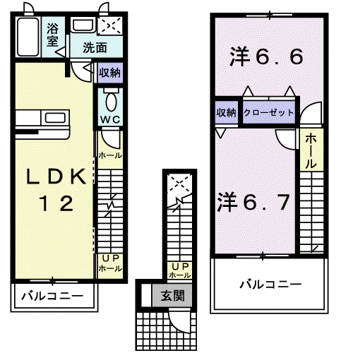 マリアージュ・ドゥ(2LDK/2階)の間取り写真