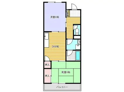 サープラスみくもD(2DK/1階)の間取り写真