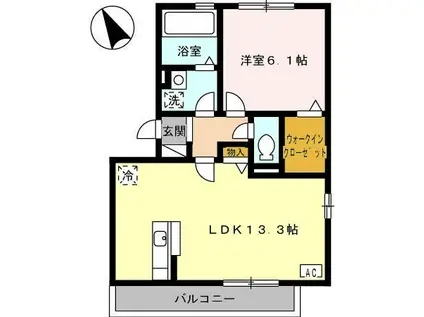 ベニルージュ(1LDK/2階)の間取り写真