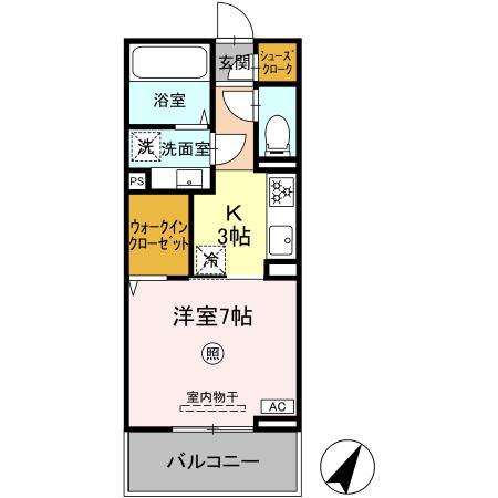 CREAS(1K/2階)の間取り写真