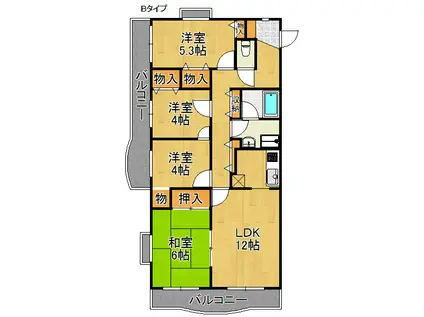 グリーンパーク樽井(4LDK/3階)の間取り写真