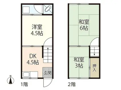 川本アパート(3DK/1階)の間取り写真