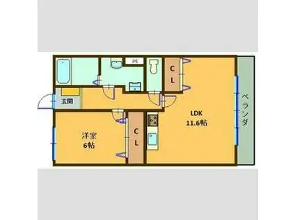 マンション大栄(1LDK/3階)の間取り写真