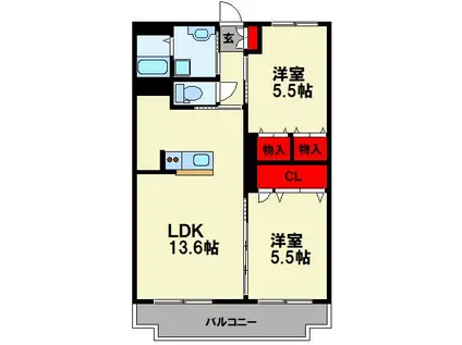 LAUREN COURT(2LDK/2階)の間取り写真