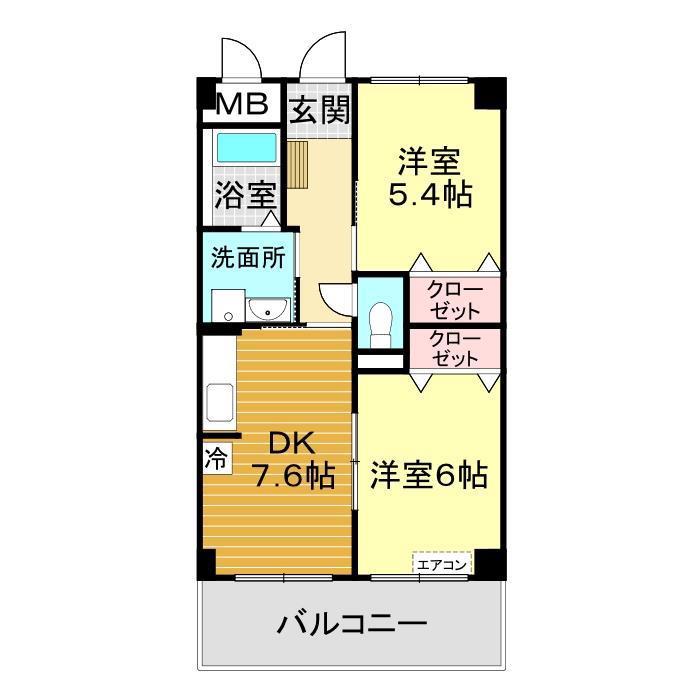 ブライト・ヴィラI(2DK/3階)の間取り写真