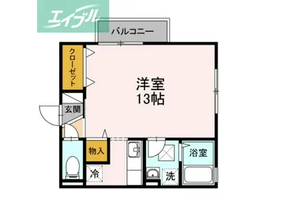 リビングタウン豊成C棟(ワンルーム/2階)の間取り写真