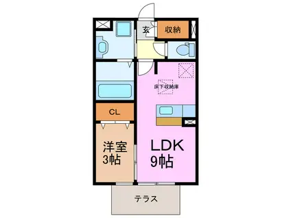 エコーハイツ南山(1LDK/1階)の間取り写真