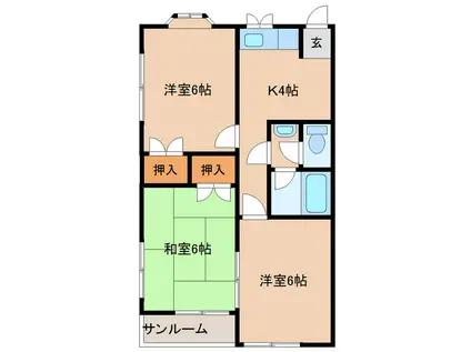 レジデンス南塚(3K/1階)の間取り写真