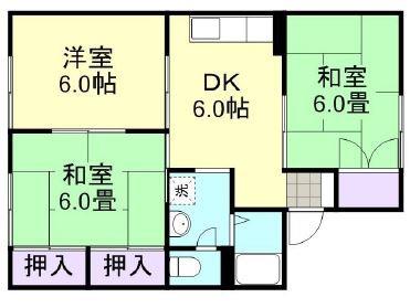 アンソレイユ尾崎A棟(3DK/1階)の間取り写真