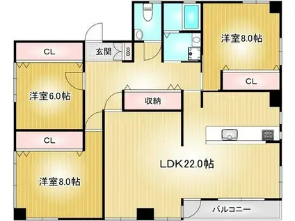 Y S BLDG(3LDK/3階)の間取り写真
