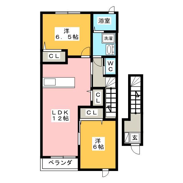 レクサス共栄 A(2LDK/2階)の間取り写真