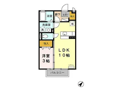 セジュール石原坂(1LDK/2階)の間取り写真