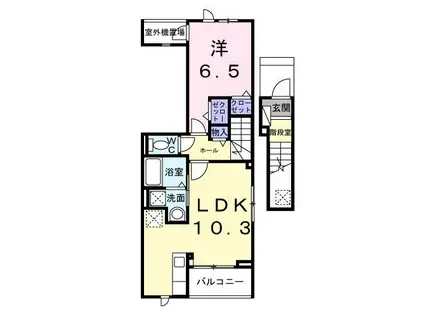 ヒカルサ見付サウスI(1LDK/2階)の間取り写真