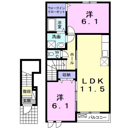 AUTHORITY K IX(2LDK/2階)の間取り写真