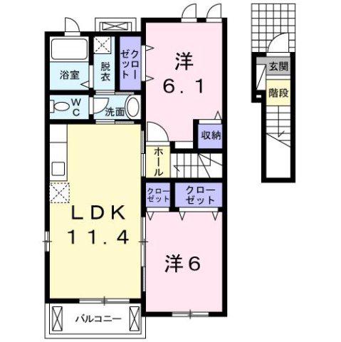 パークサイド B(2LDK/2階)の間取り写真