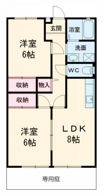 プランドールMITANI A棟(2LDK/1階)の間取り写真