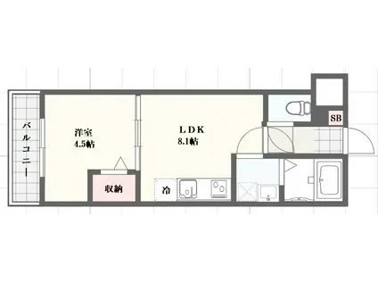 アーバンコート加古川(1LDK/1階)の間取り写真