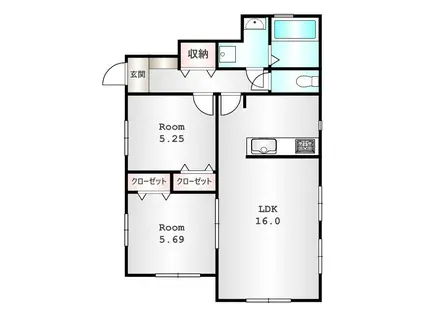前橋市大島アパート(2LDK/1階)の間取り写真