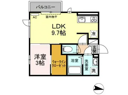 ヴァイデII(1LDK/2階)の間取り写真