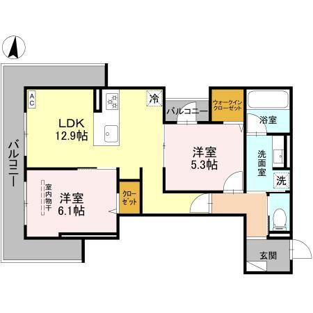トリアングル(2LDK/2階)の間取り写真