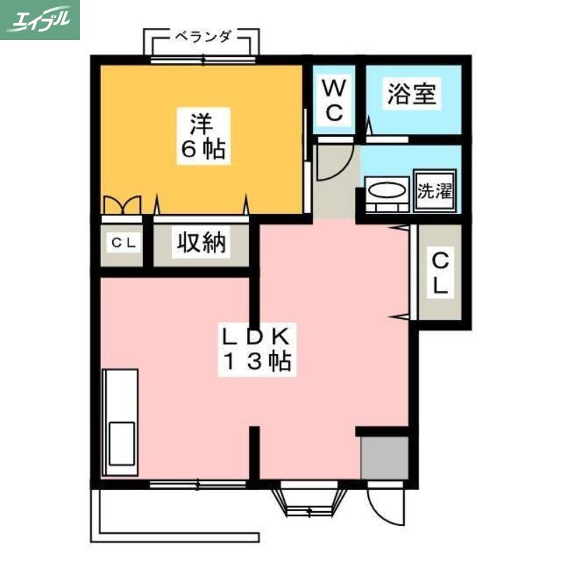 フローラルガーデンB棟(1LDK/1階)の間取り写真