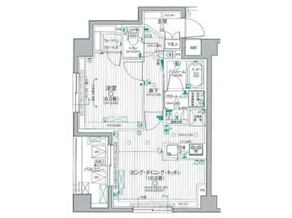 デュオステージ巣鴨(1LDK/2階)の間取り写真