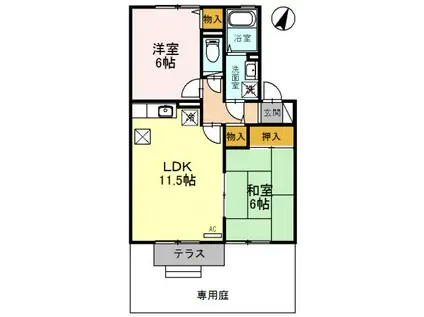 グリーンコート(2LDK/1階)の間取り写真