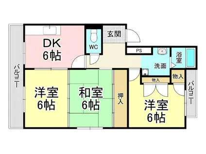 タニガシラハイツ(3DK/5階)の間取り写真