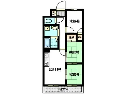ルネ宇多野(3LDK/2階)の間取り写真