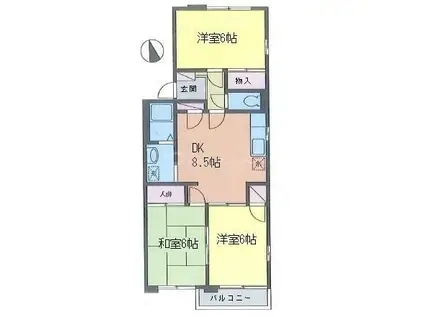 エンドレスヒルC(3DK/1階)の間取り写真