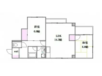 ロイヤル石田A棟(2LDK/3階)の間取り写真
