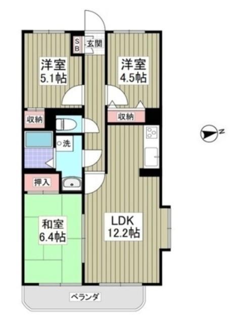 サンライズマンション 熊谷(3LDK/1階)の間取り写真