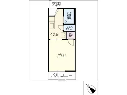 ジュネス御林 B棟(1K/1階)の間取り写真