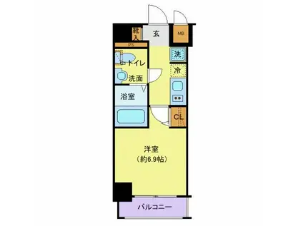 RISING PLACE桜木町二番館(1K/8階)の間取り写真