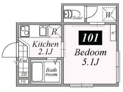 RELATION青砥(1K/1階)の間取り写真