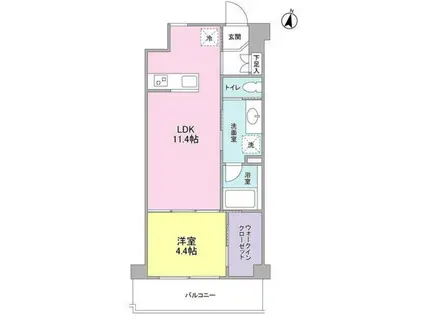 ディアレンス高島台(1LDK/5階)の間取り写真