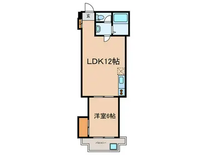 麻布十番ハイツ(1LDK/2階)の間取り写真