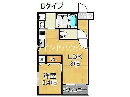 アバンティオエクラ(1LDK/3階)の間取り写真