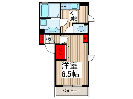 カナハコート(1K/2階)の間取り写真