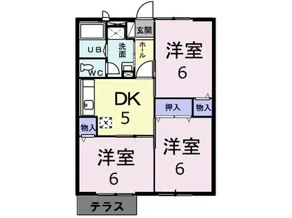 サンパークもりみつC棟(3DK/1階)の間取り写真