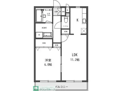 PASTEQUE MELONE(1LDK/2階)の間取り写真