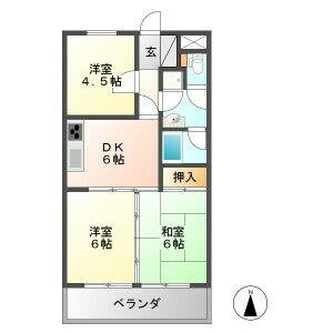 アクセス11(3DK/2階)の間取り写真