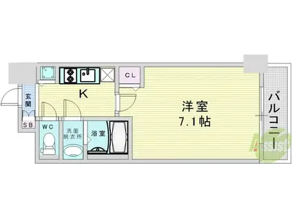 W-STYLE大阪駅前(1K/13階)の間取り写真